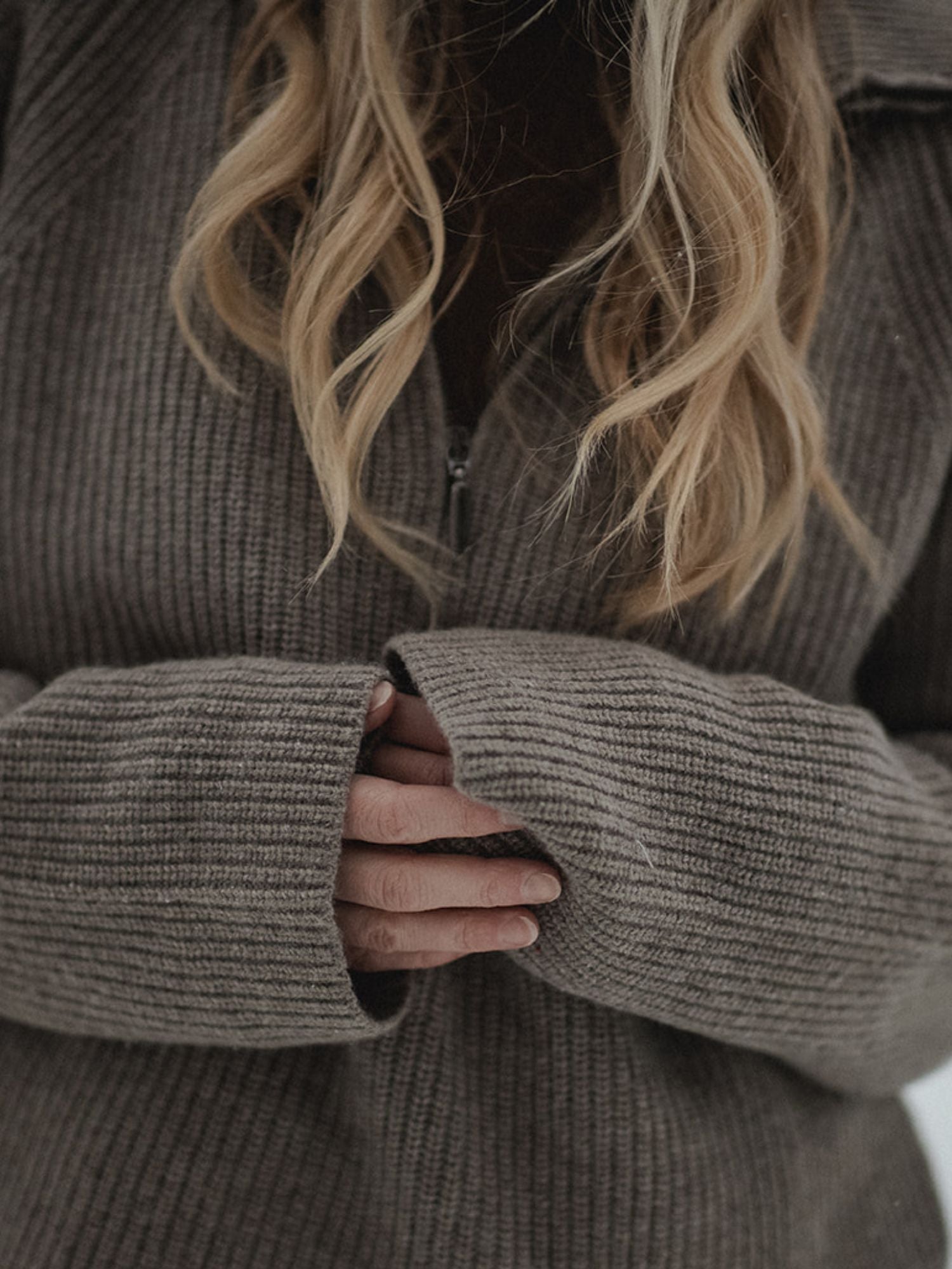 Basic Apparel Cady Zip Sweater Sweaters 715 Greige